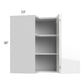 RTA Milan White Gloss 24" x 30" Square Corner Wall Cabinet-Right Hinged with 2 Finished Sides