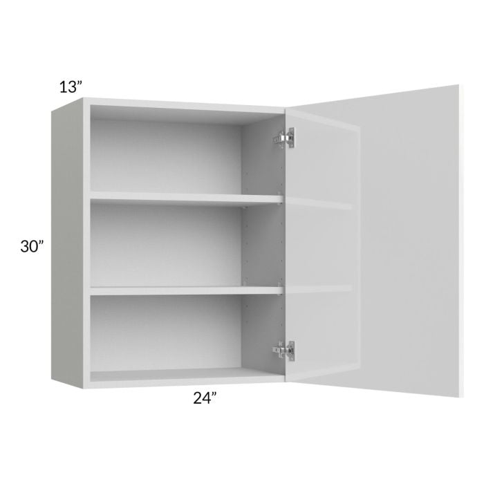 RTA Milan White Gloss 24" x 30" Wall Cabinet (1 door)-Left Hinged with 2 Finished Sides