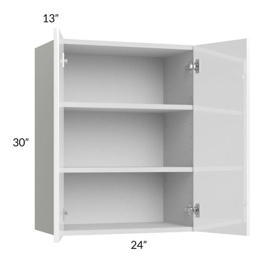 RTA Milan White Gloss 24" x 30" Wall Cabinet with 2 Finished Sides