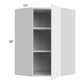 RTA Milan White Gloss 24" x 36" Diagonal Corner Wall Cabinet-Right Hinged with 1 Finished Side