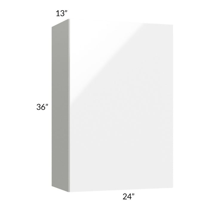 RTA Milan White Gloss 24" x 36" Wall Cabinet (1 door)-Right Hinged with 1 Finished Side