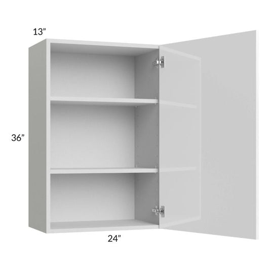 RTA Milan White Gloss 24" x 36" Wall Cabinet (1 door)-Right Hinged with 1 Finished Side