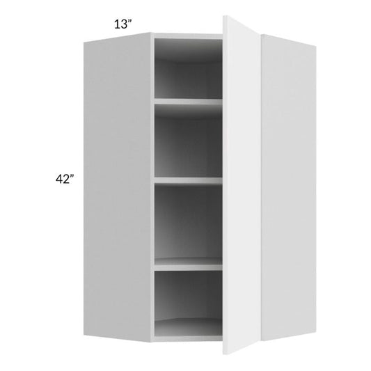 RTA Milan White Gloss 24" x 42" Diagonal Corner Wall Cabinet-Right Hinged with 2 Finished Sides