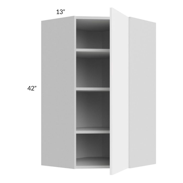 RTA Milan White Gloss 24" x 42" Diagonal Corner Wall Cabinet-Right Hinged