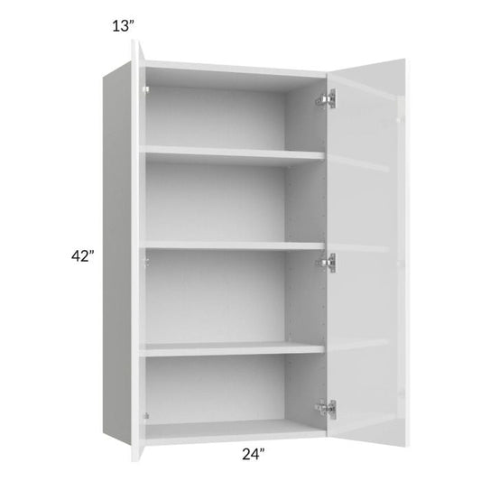RTA Milan White Gloss 24" x 42" Wall Cabinet with 1 Finished Side