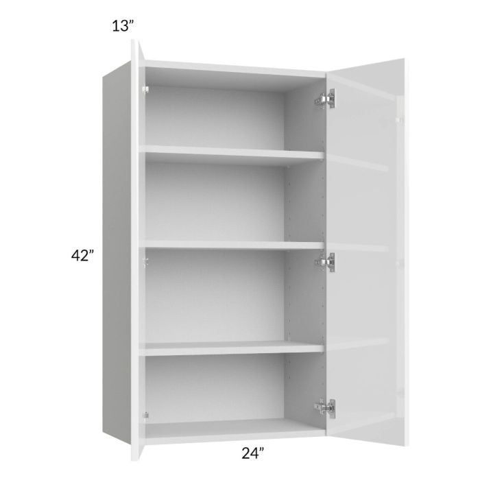 RTA Milan White Gloss 24" x 42" Wall Cabinet with 2 Finished Sides