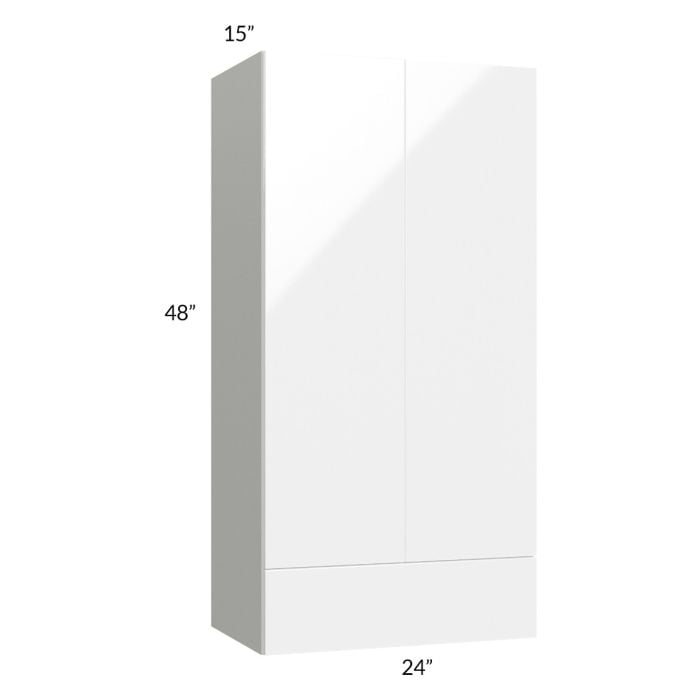 RTA Milan White Gloss 24" x 48" x 15" Wall Cabinet with Drawers