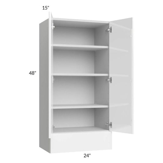 RTA Milan White Gloss 24" x 48" x 15" Wall Cabinet with Drawers and 1 Finished Side