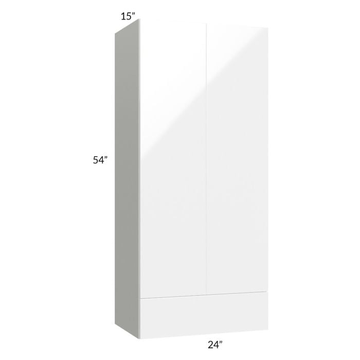 RTA Milan White Gloss 24" x 54" x 15" Wall Cabinet with Drawers and 1 Finished Side