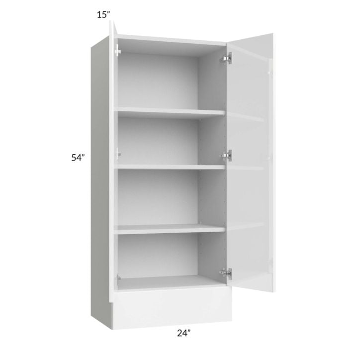 RTA Milan White Gloss 24" x 54" x 15" Wall Cabinet with Drawers and 1 Finished Side