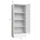 RTA Milan White Gloss 24" x 60" x 15" Wall Cabinet with Drawers and 1 Finished Side