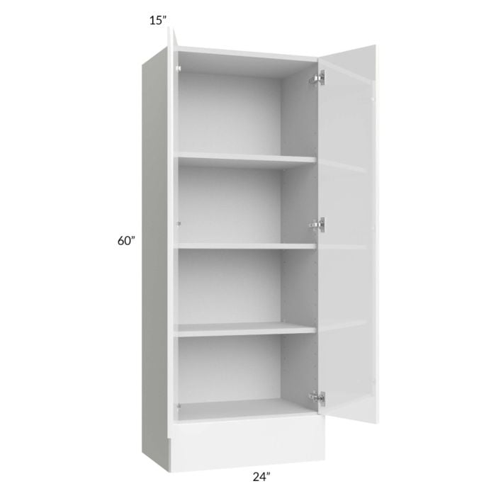 RTA Milan White Gloss 24" x 60" x 15" Wall Cabinet with Drawers and 1 Finished Side