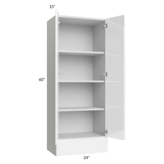 RTA Milan White Gloss 24" x 60" x 15" Wall Cabinet with Drawers and 1 Finished Side
