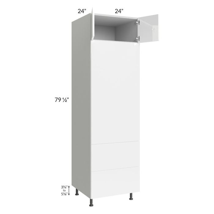 RTA Milan White Gloss 24" x 84" Combo Oven Cabinet with 1 Finished Side