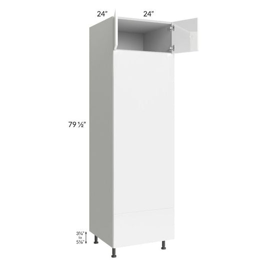 RTA Milan White Gloss 24" x 84" Double Oven Cabinet with 1 Finished Side