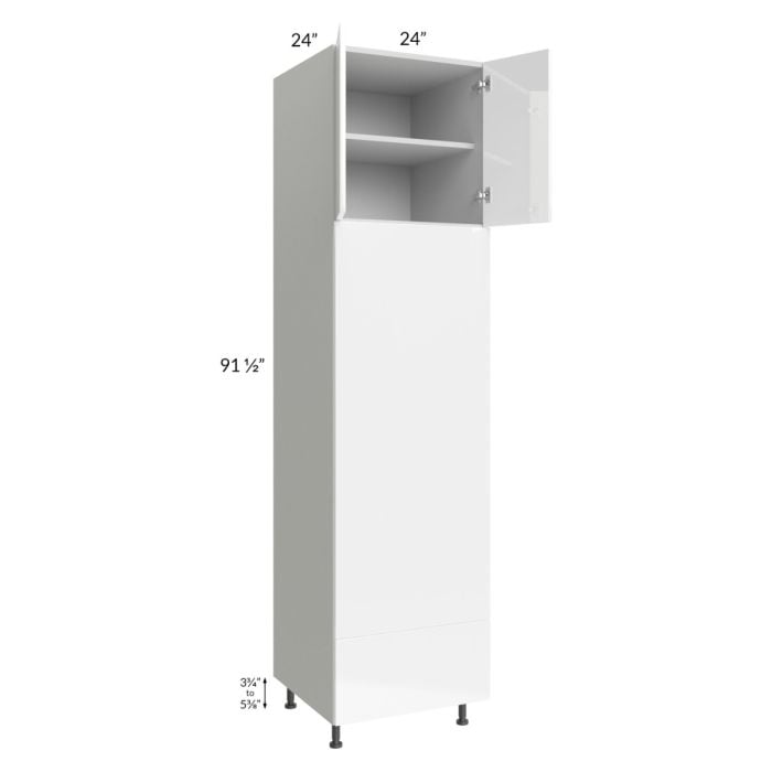 RTA Milan White Gloss 24" x 96" Double Oven Cabinet with 2 Finished Sides