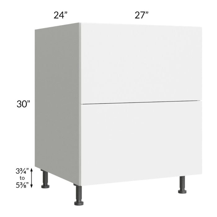 RTA Milan White Gloss 27" 2-Drawer Base Cabinet with 2 Finished Sides