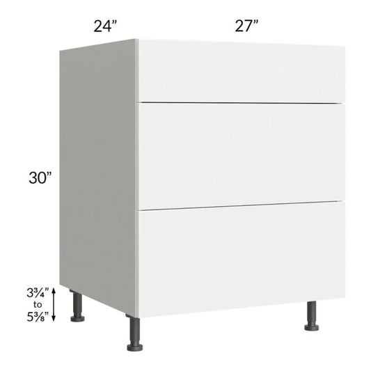 RTA Milan White Gloss 27" 3-Drawer Base Cabinet