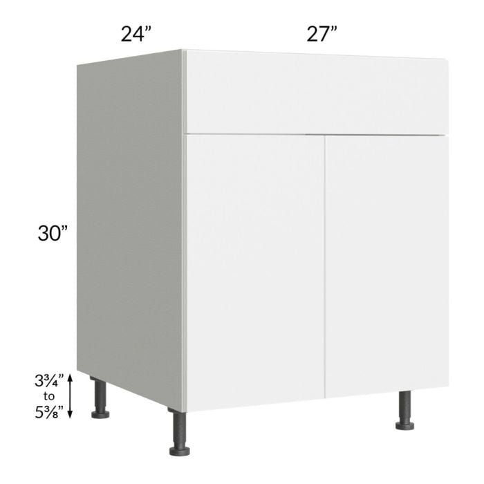 RTA Milan White Gloss 27" Sink Base Cabinet with 1 Finished Side