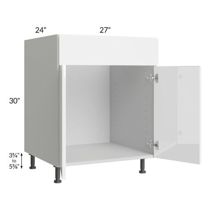 RTA Milan White Gloss 27" Sink Base Cabinet with Sink Tilt-Out