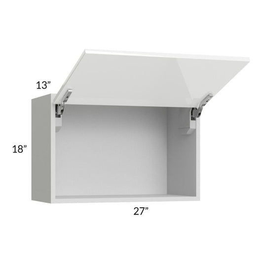 RTA Milan White Gloss 27" x 18" Lift-Up Door Wall Cabinet with 1 Finished Side