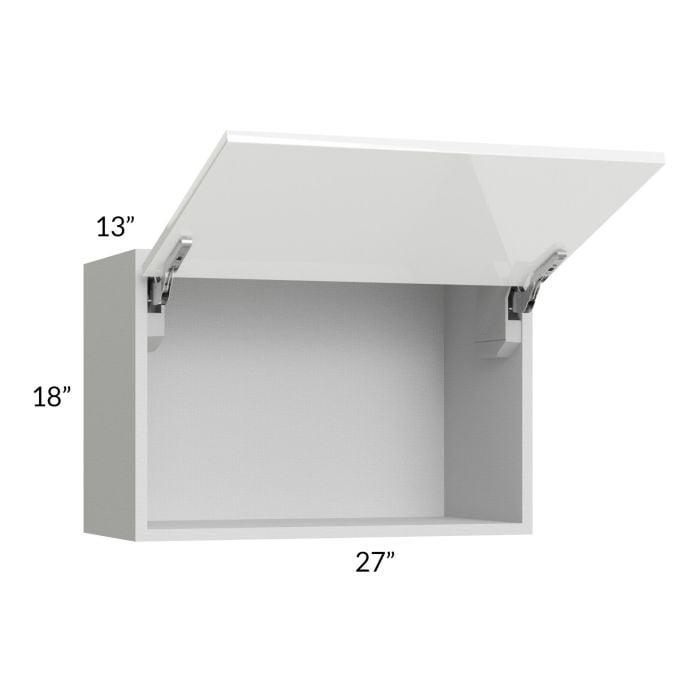 RTA Milan White Gloss 27" x 18" Lift-Up Door Wall Cabinet