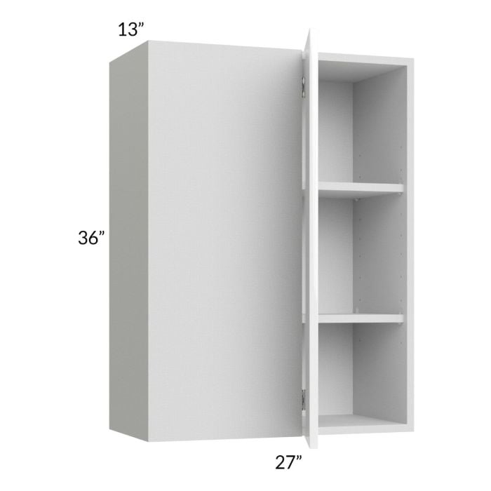 RTA Milan White Gloss 27" x 36" Blind Corner Wall Cabinet-Left-Hinged Door on Right