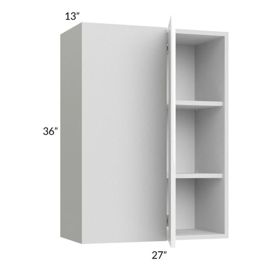 RTA Milan White Gloss 27" x 36" Blind Corner Wall Cabinet-Left-Hinged Door on Right