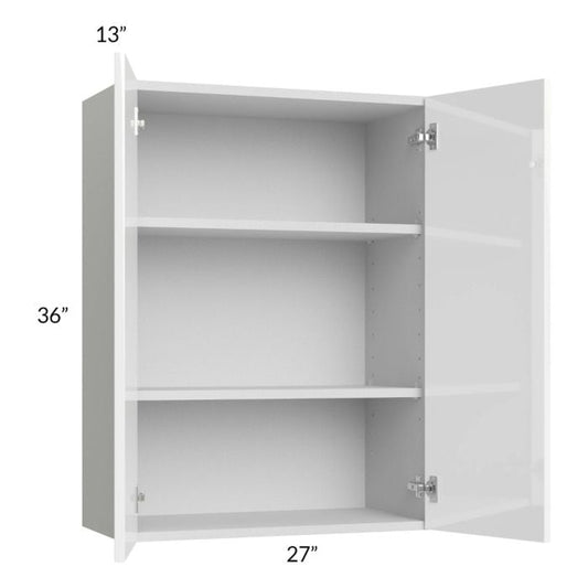 RTA Milan White Gloss 27" x 36" Wall Cabinet with 2 Finished Sides