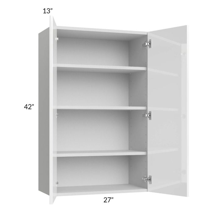 RTA Milan White Gloss 27" x 42" Wall Cabinet with 1 Finished Side
