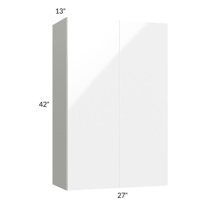 RTA Milan White Gloss 27" x 42" Wall Cabinet with 2 Finished Sides