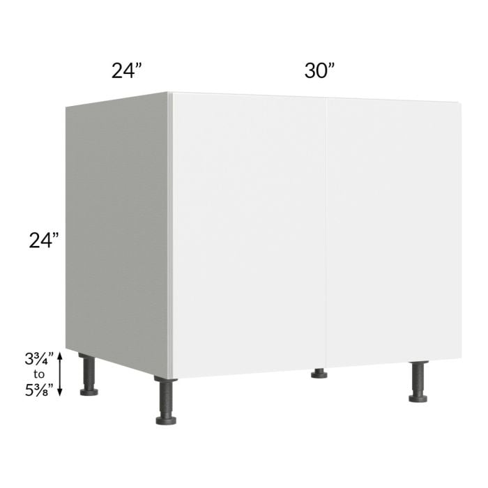 RTA Milan White Gloss 30" 2-Door Range Top Base Cabinet with 2 Heat Shields