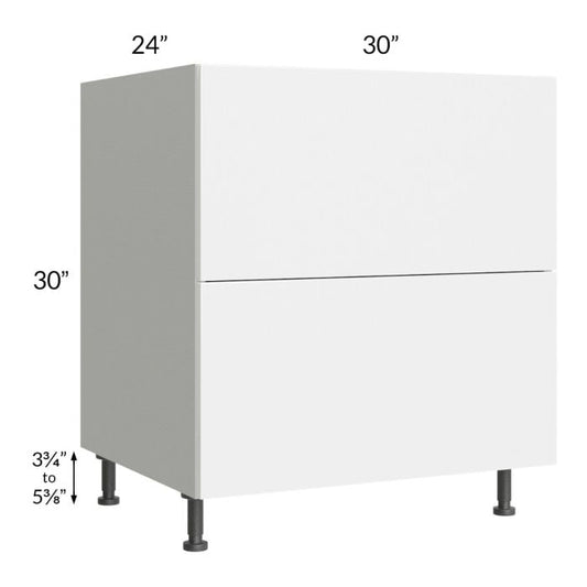 RTA Milan White Gloss 30" 2-Drawer Base Cabinet with 1 Finished Side