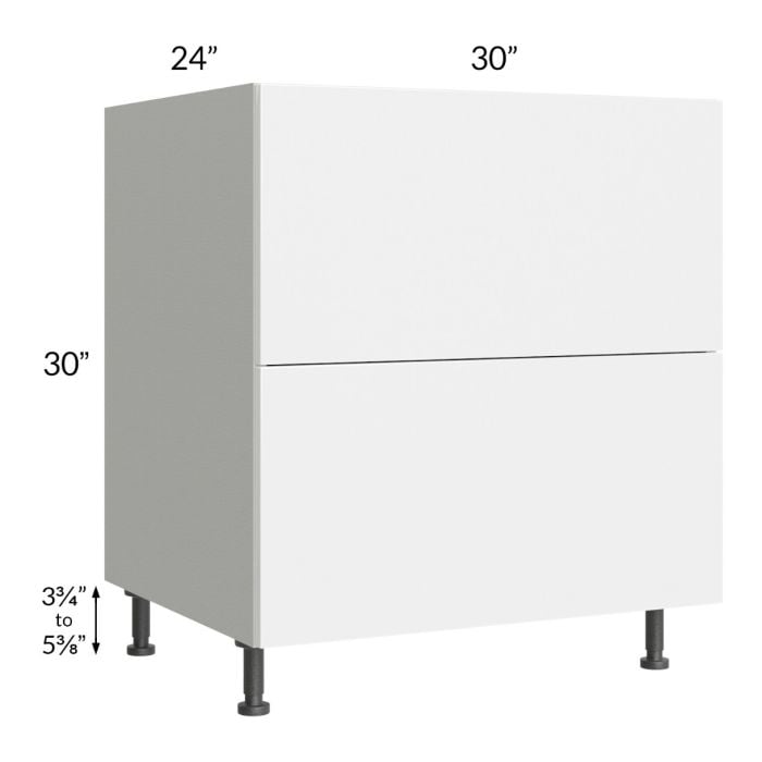 RTA Milan White Gloss 30" 2-Drawer Base Cabinet