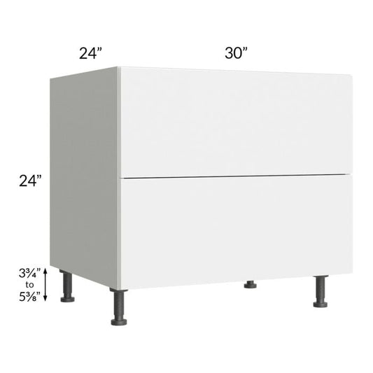 RTA Milan White Gloss 30" 2-Drawer Range Top Base Cabinet with 2 Heat Shields