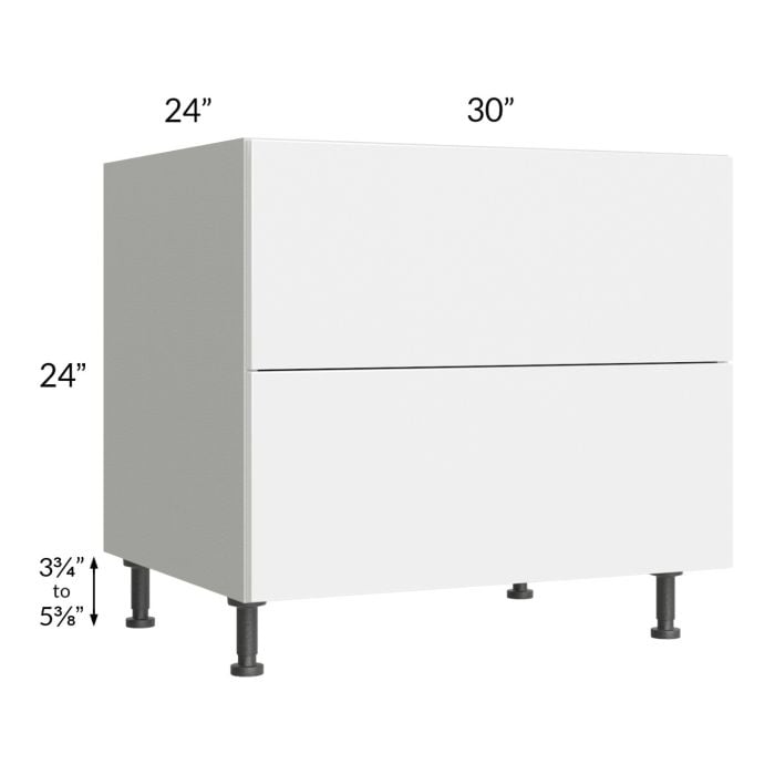 RTA Milan White Gloss 30" 2-Drawer Range Top Base Cabinet