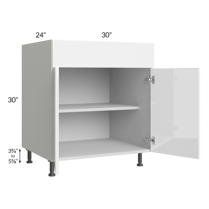 RTA Milan White Gloss 30" Base Cabinet with 2 Finished Sides