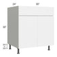 RTA Milan White Gloss 30" Base Cabinet with 2 Roll Out Trays