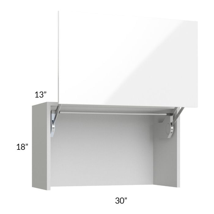 RTA Milan White Gloss 30" Countertop Wall Appliance Cabinet with 1 Finished Side