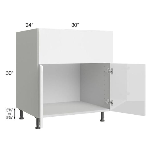 RTA Milan White Gloss 30" Farm Sink Base Cabinet with 1 Finished Side