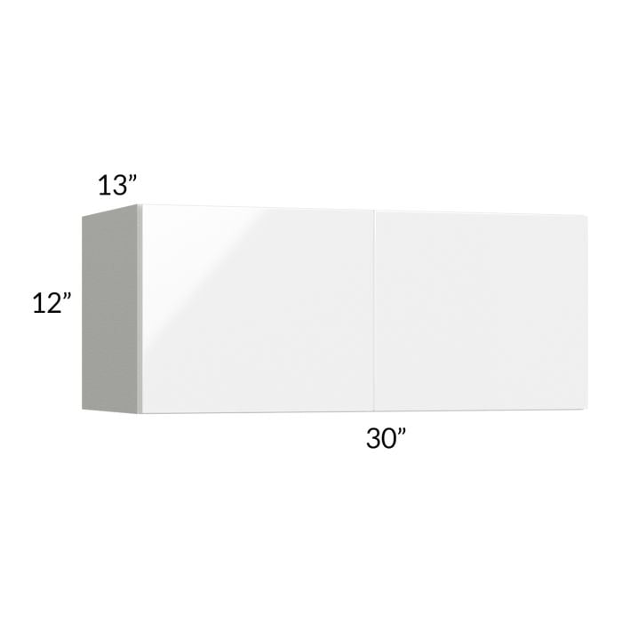RTA Milan White Gloss 30" x 12" Wall Cabinet with 2 Finished Sides
