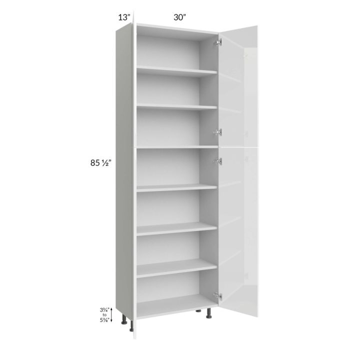 RTA Milan White Gloss 30" x 13" x 90" Pantry Cabinet (13" depth)