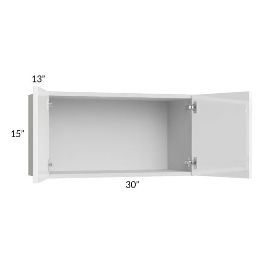 RTA Milan White Gloss 30" x 15" Wall Cabinet with 2 Finished Sides