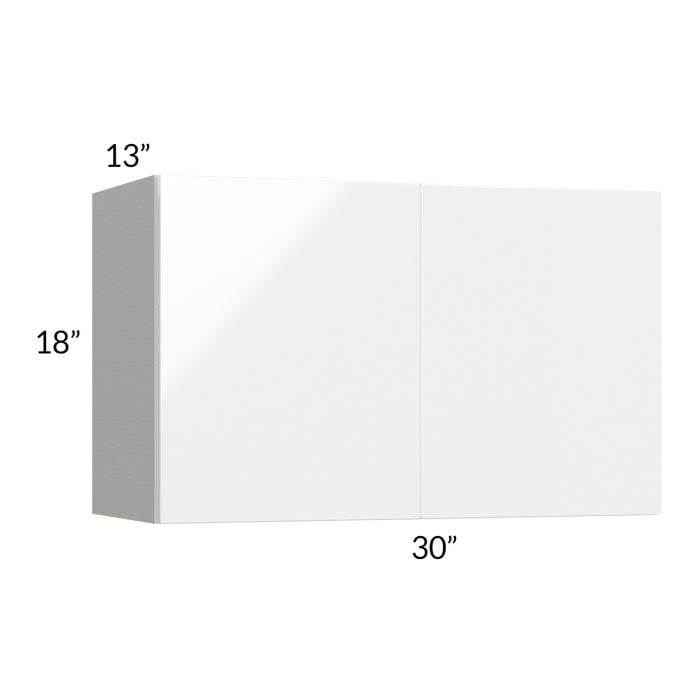 RTA Milan White Gloss 30" x 18" Wall Cabinet with 1 Finished Side