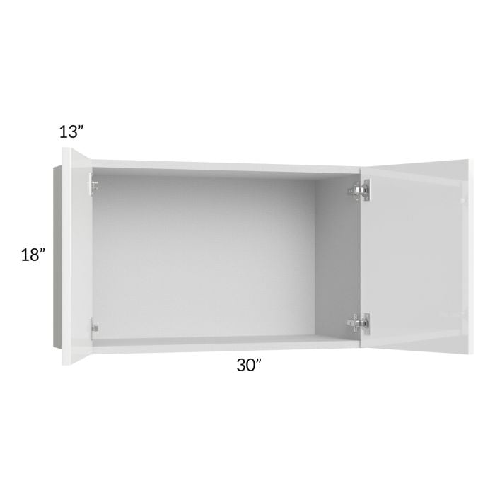 RTA Milan White Gloss 30" x 18" Wall Cabinet with 2 Finished Sides