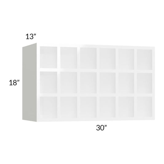 RTA Milan White Gloss 30" x 18" Wine Rack Cabinet with 2 Finished Sides