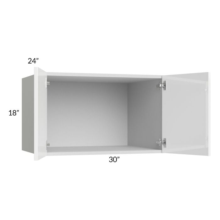 RTA Milan White Gloss 30" x 18" x 24" Wall Cabinet with 1 Finished Side