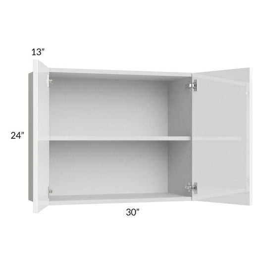 RTA Milan White Gloss 30" x 24" Wall Cabinet with 2 Finished Sides