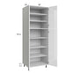 RTA Milan White Gloss 30" x 24" x 84" Pantry Cabinet (24" depth) with 1 Finished Side