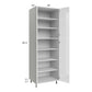 RTA Milan White Gloss 30" x 24" x 90" Pantry Cabinet (24" depth) with 1 Finished Side and 1 Roll Out Tray